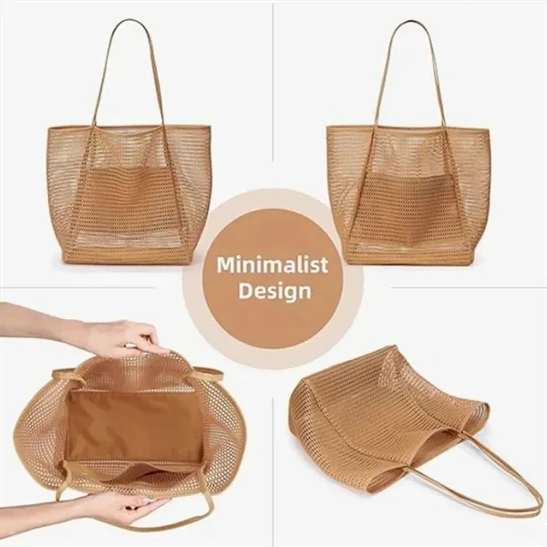 Mesh Beach Tote Bag, custom tote bag with logo imprint 7