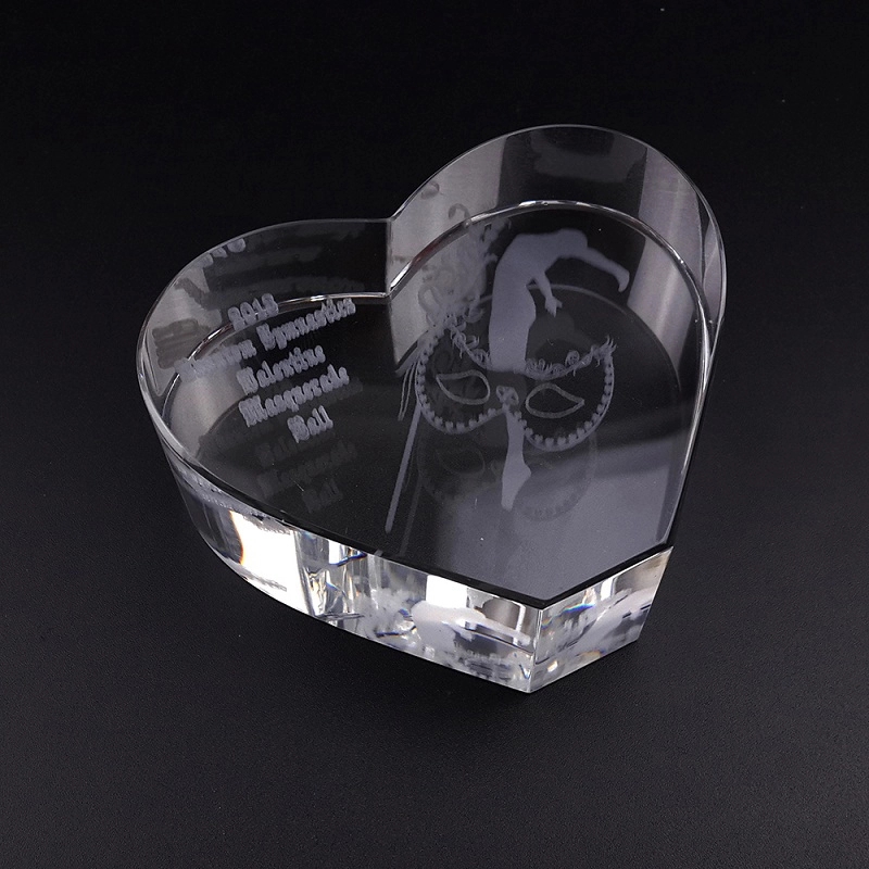 Romantic Heart Shaped Glass Paperweight 2