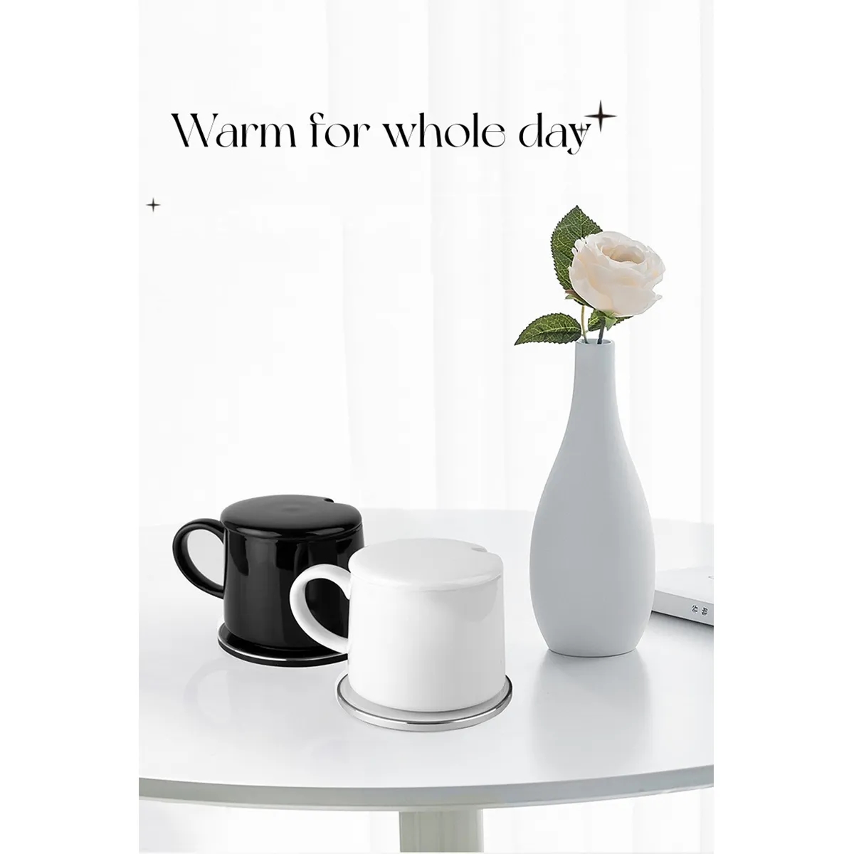 New Smart Heating Ceramic Warm Cup Set 4