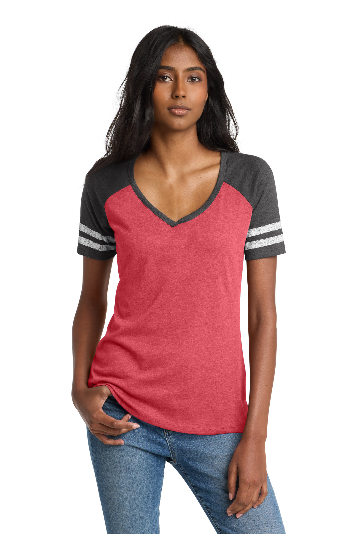 District Women's Game V-Neck Tee. DM476 31