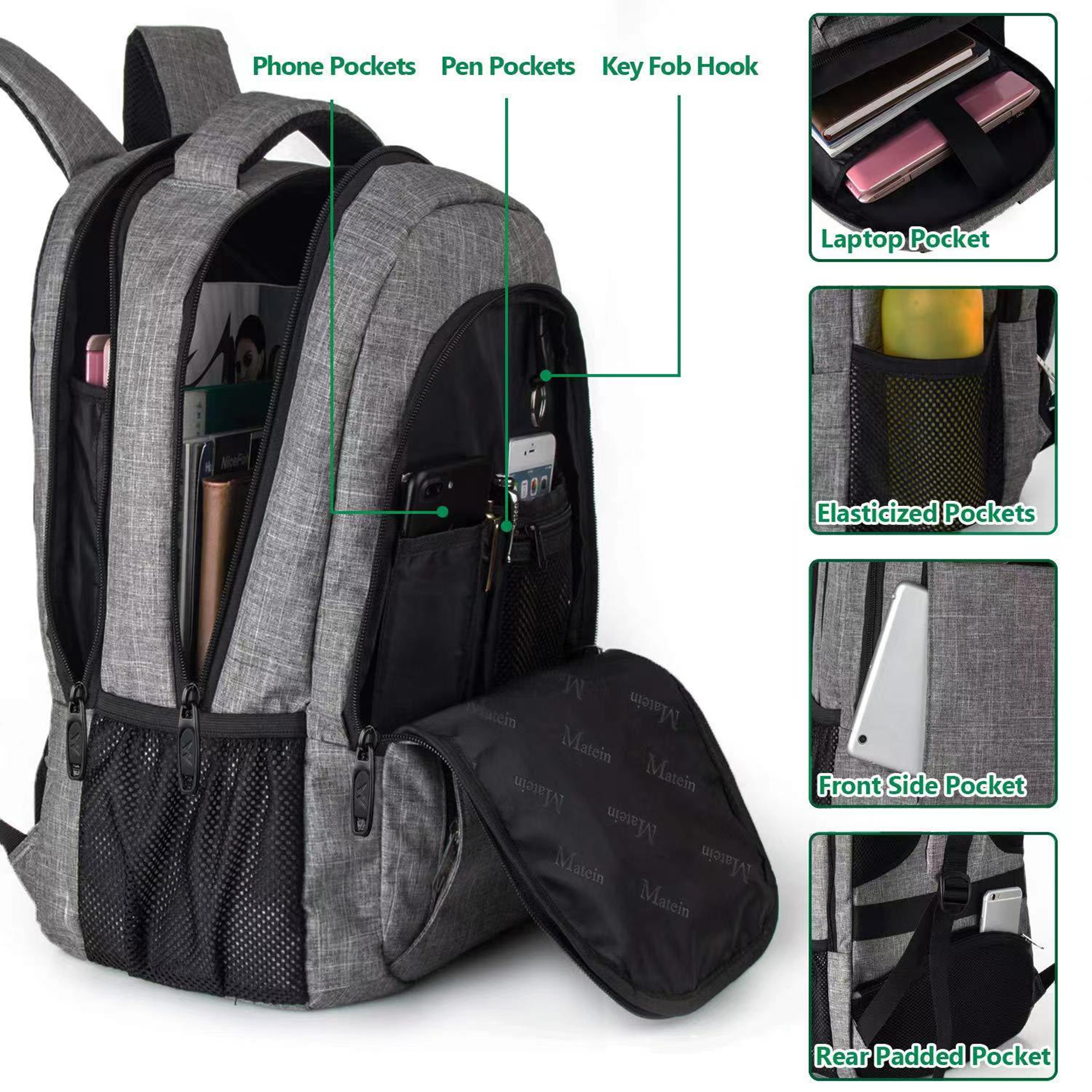 18 Inch Travel Laptop Backpack With USB Charging Port 2