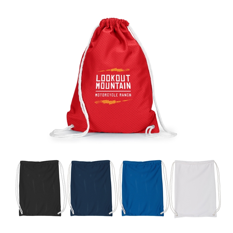 100% Polyester Jersey Mesh Drawstring Backpack 10