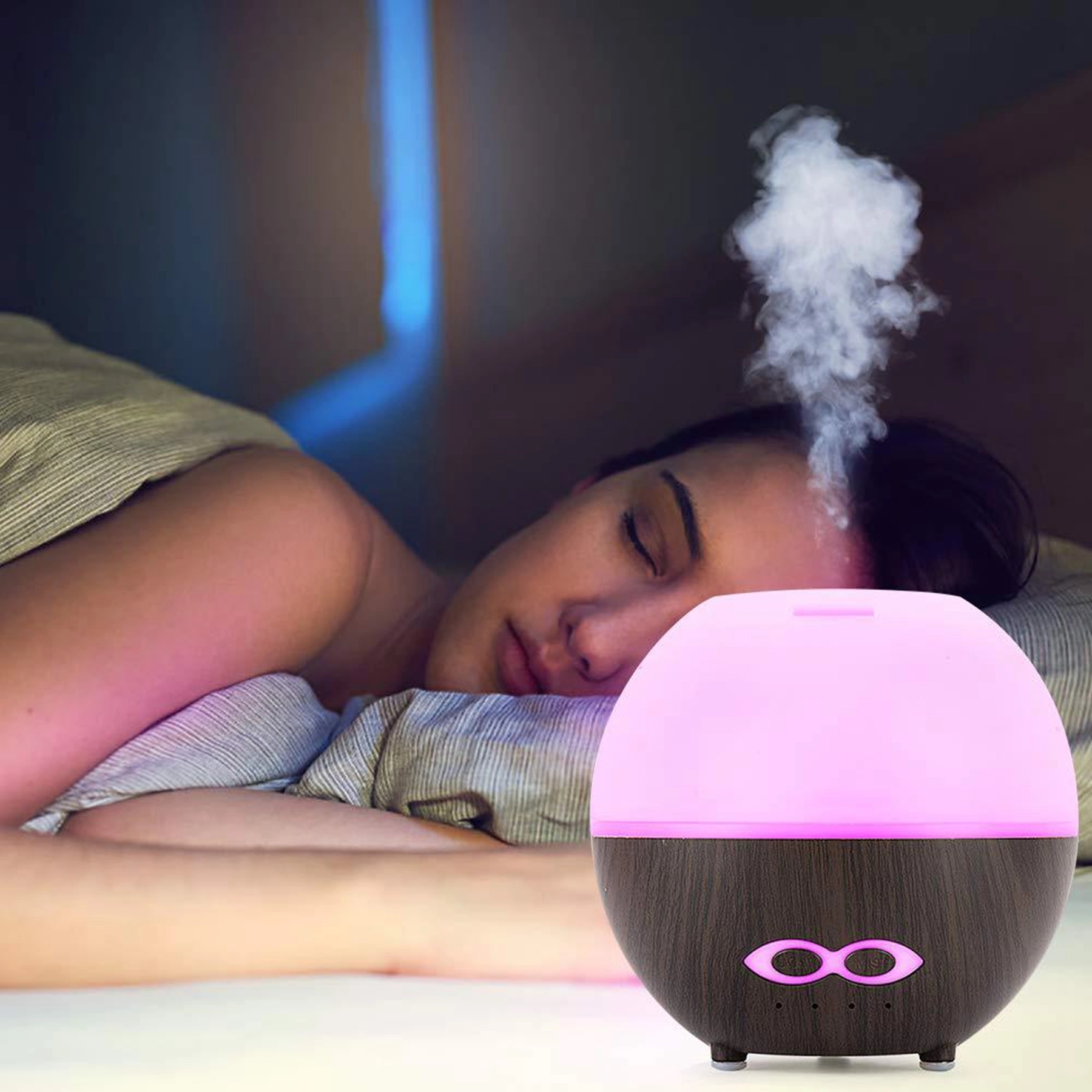 400ml Wood Grain Remote Control Ultrasonic Humidifier 8