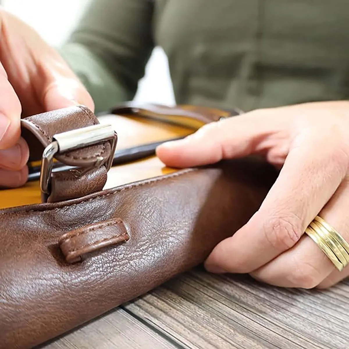 Leather Hanging Travel Toiletry Dopp Kit Bag 7