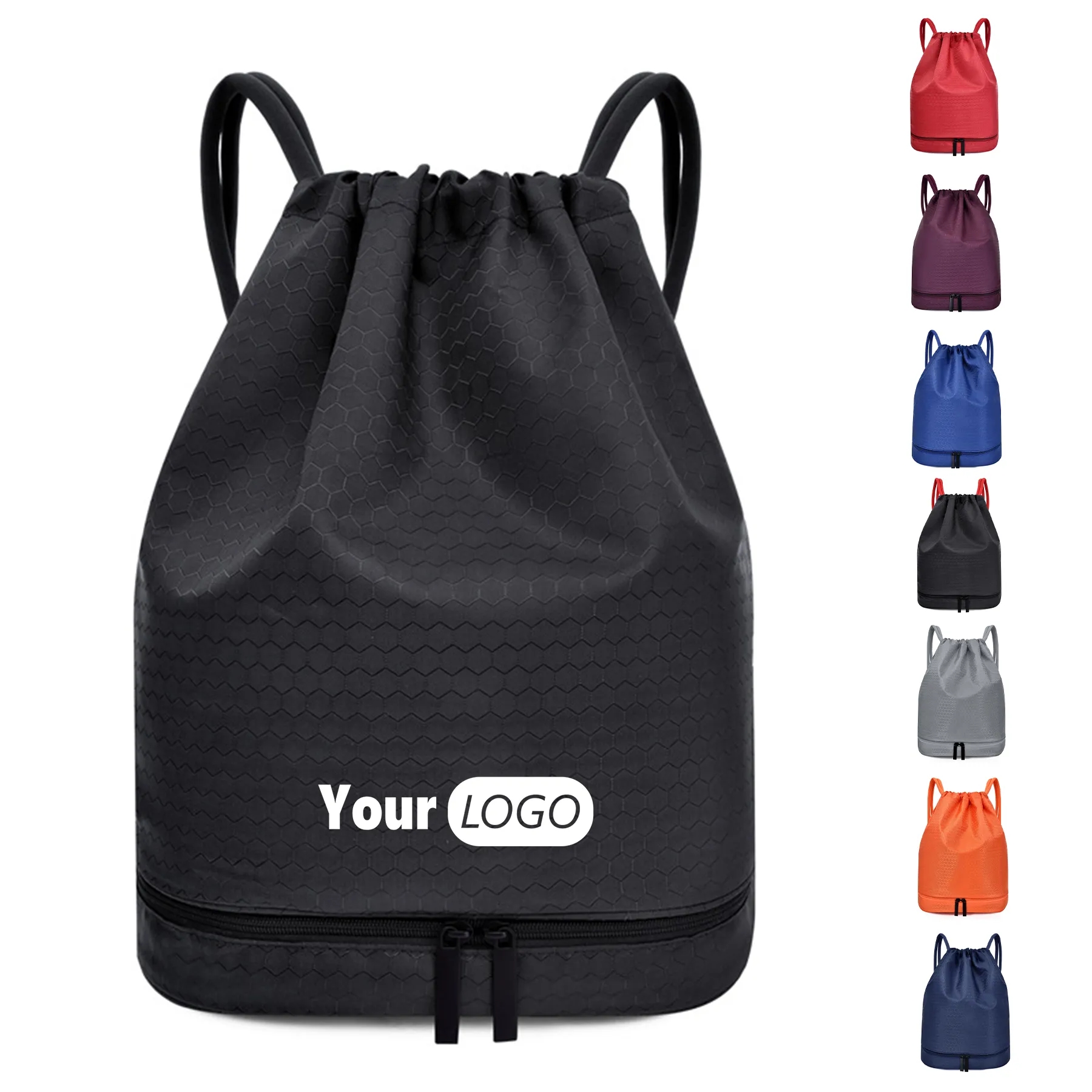 Polyester Dry Wet Separation Sports Drawstring Backpack 6