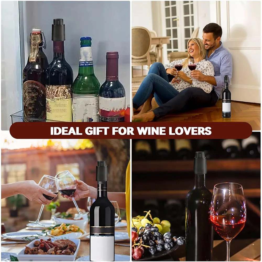 Custom Reusable Real Vacuum Wine Bottle Stoppers Preserver 2