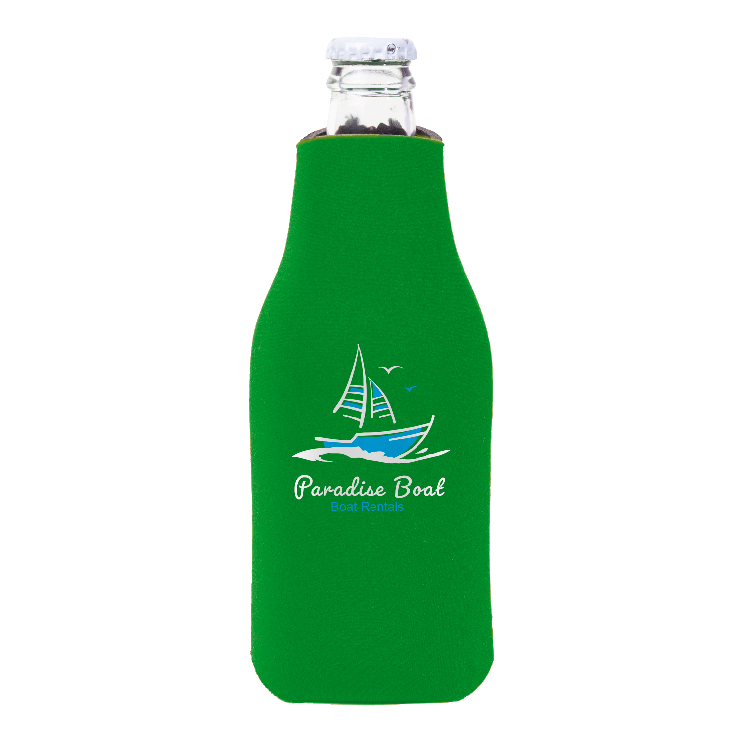 Zipper Beer Bottle Cooler (2 Color Imprint) 19