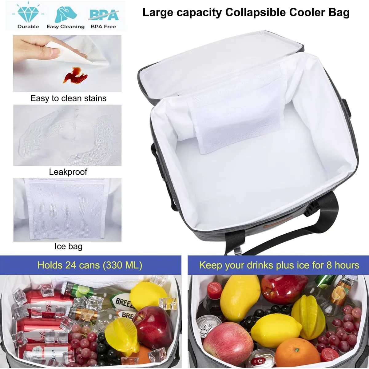 17L Custom 24 Can Insulated Leakproof Soft Sided Cooler 9