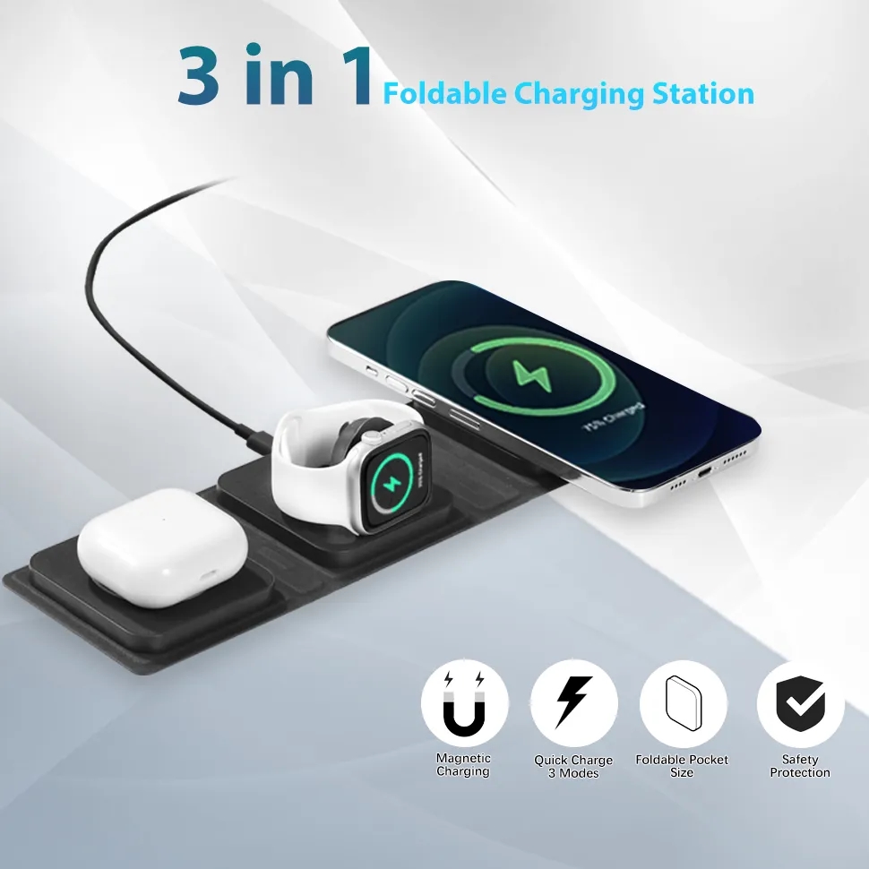 15W Foldable 3 in1 Magnetic Wireless Charger 5