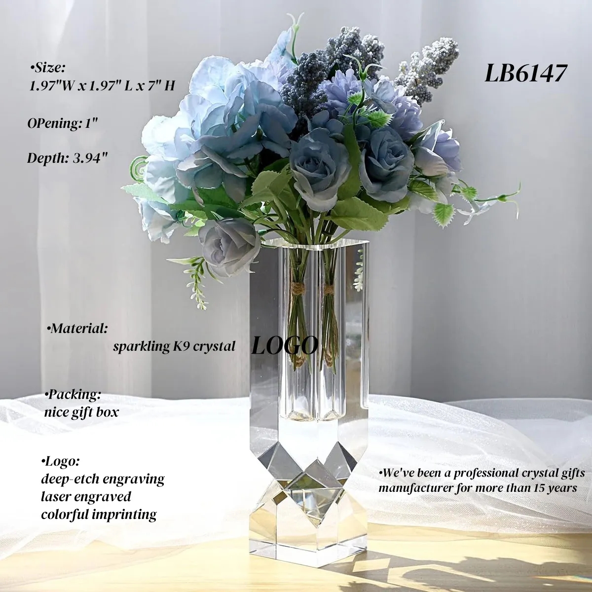 Flower Crystal Vase for Wedding Centerpiece Table Decor 5