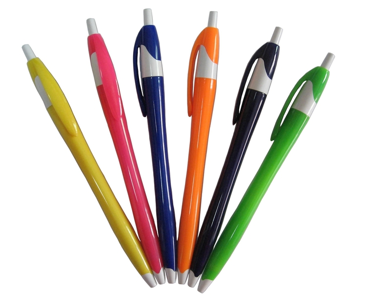 SM00080 - Good Quality Click Action Ballpoint Pen with Clip & White Accent