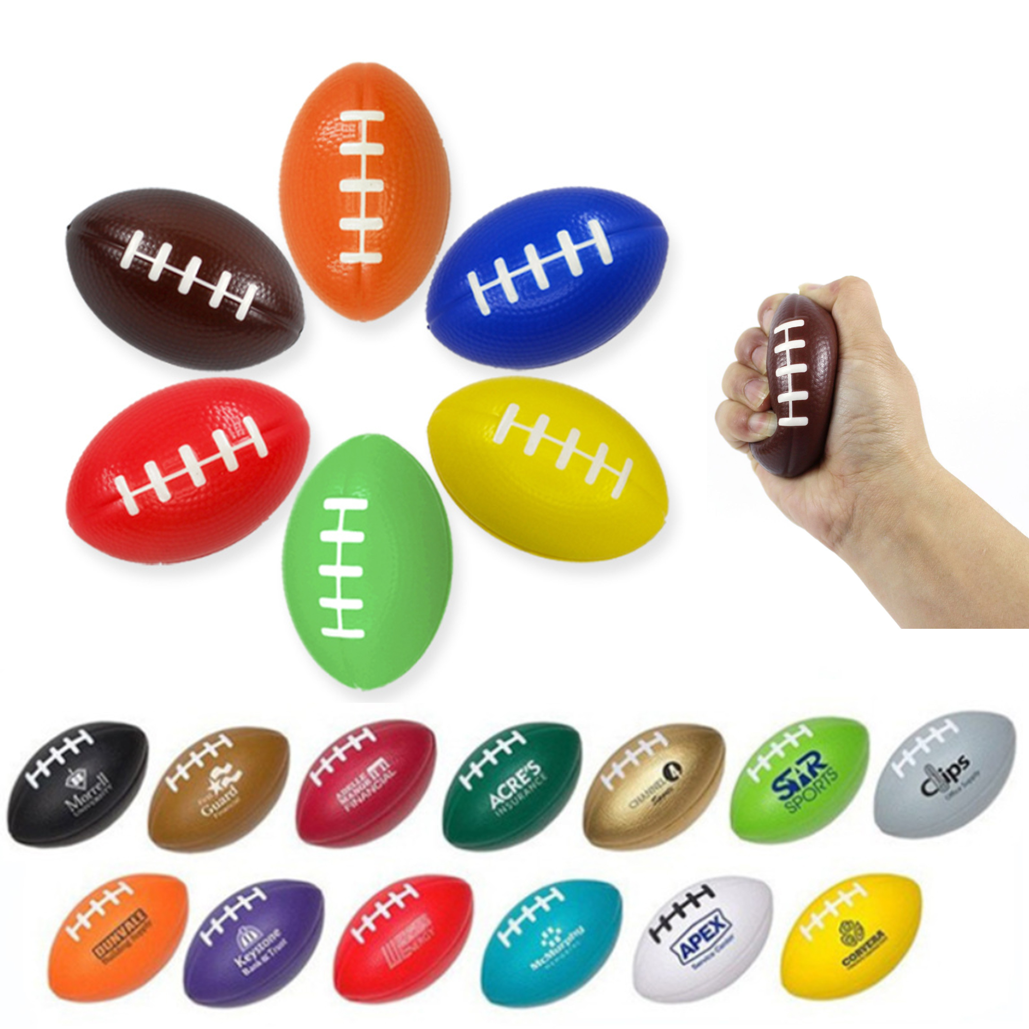 3.5" Rugby Ball Squeezie Stress Reliever 2