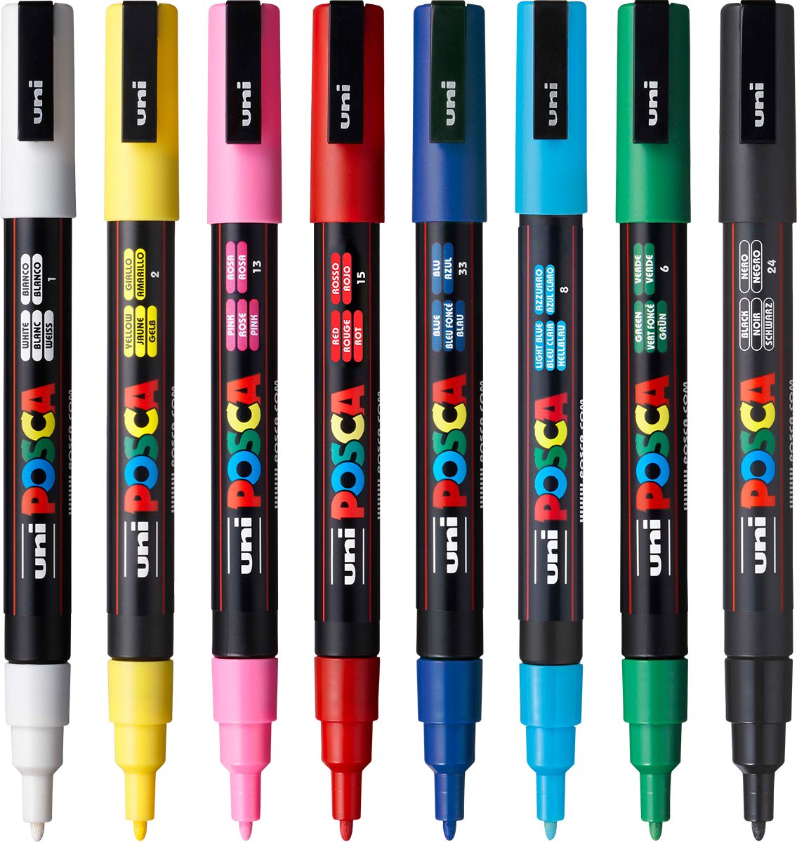POSCA 8 Piece Basic Marker Set with Bag - Fine 15