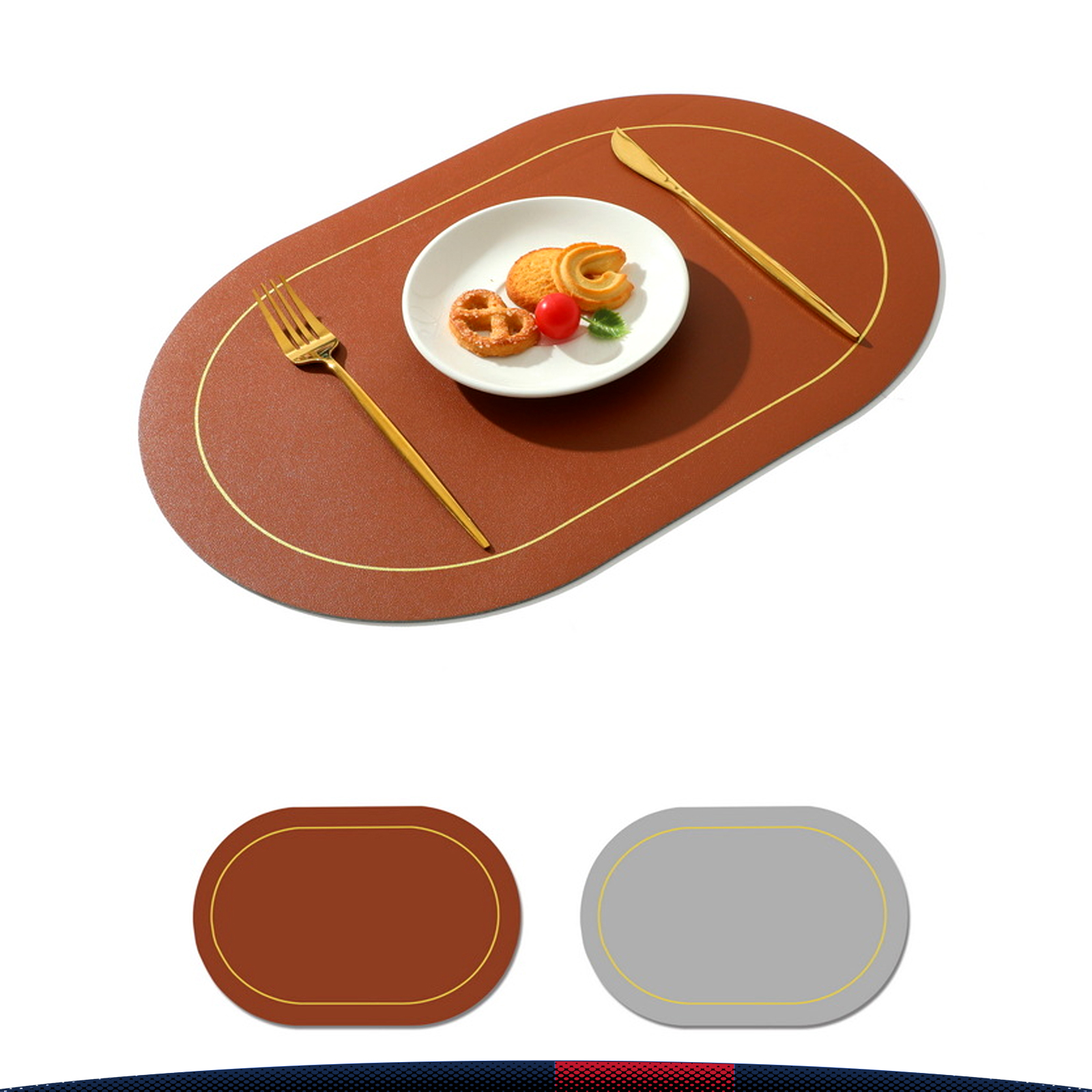 Double colors PU Leather Placemat 2