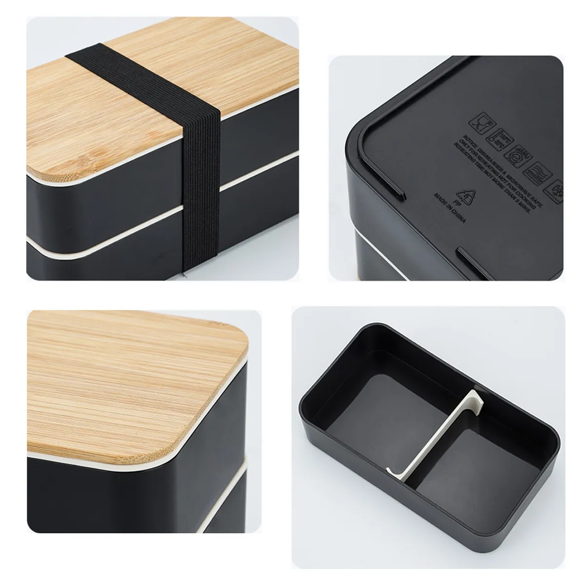 Bento Box Lunch Container Microwavable Food Storage Wood 1
