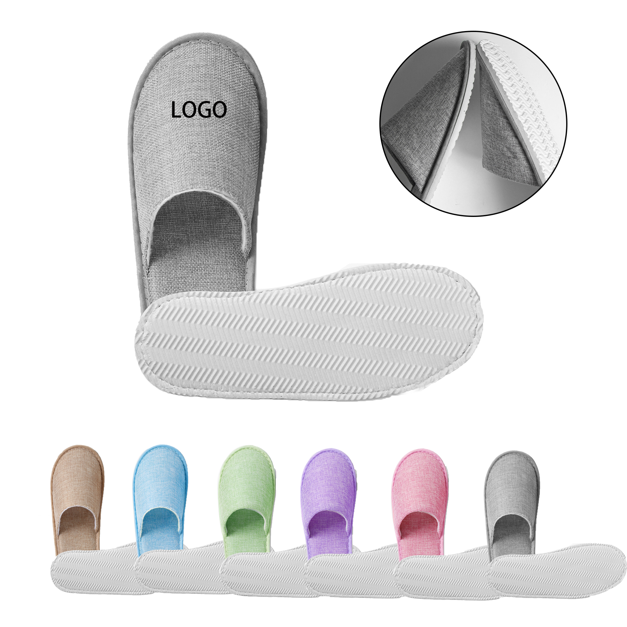 MOQ:100pcs Disposable Linen Slippers 1