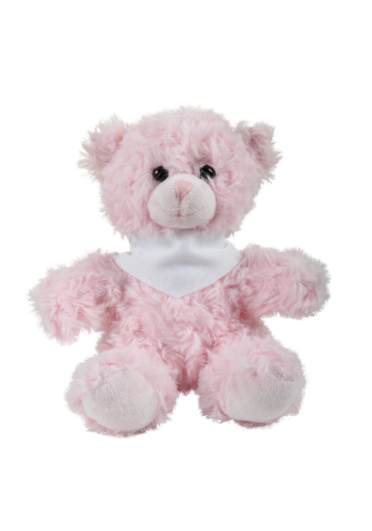 soft plush Pink Curly Sitting Bear with bandana 7
