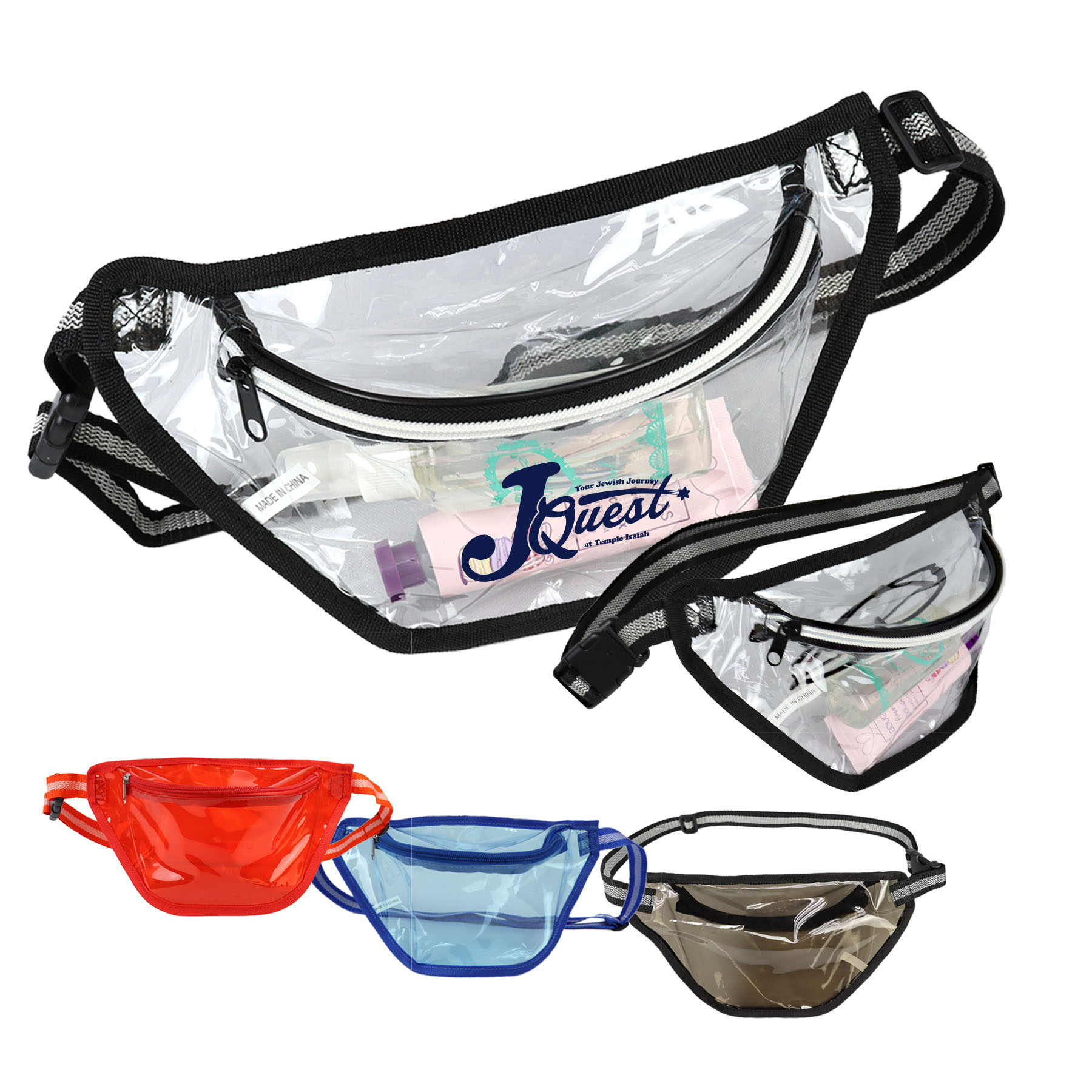 25C Clear Striped Zipper Fanny Pack 6