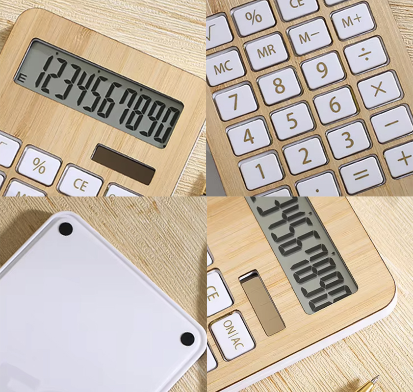 Wooden Solar Calculator Standard Function Desktop Calculator 3