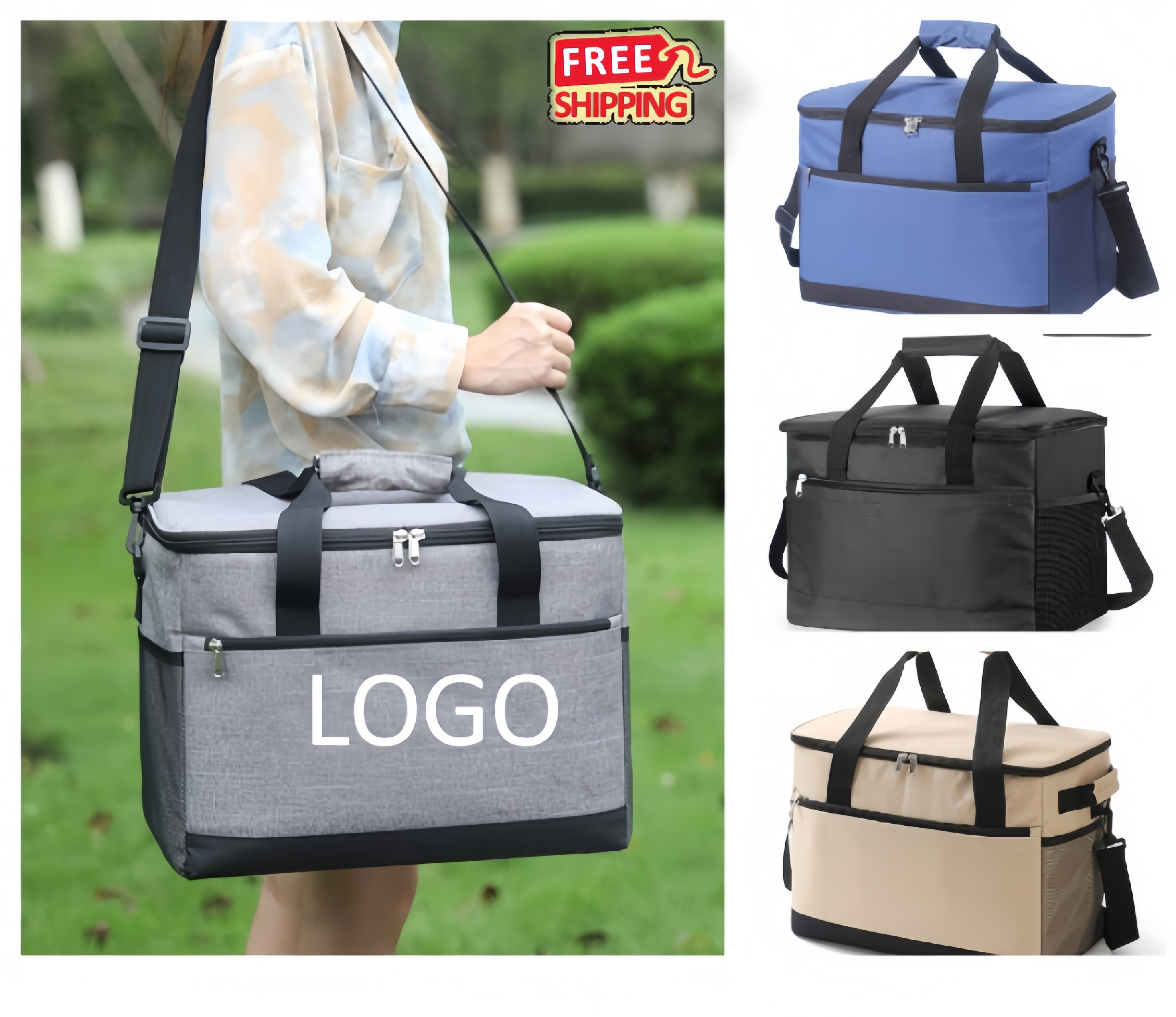 Insulated Lunch Tote Bag Dual Compartment Leak Proof Custom Logo Reusable 1