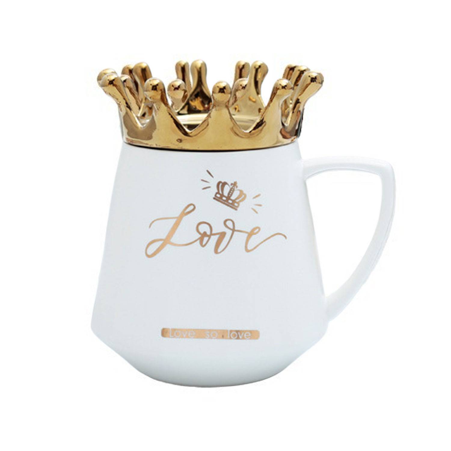 12oz Gold Crown Lid Ceramic Coffee Mug 8