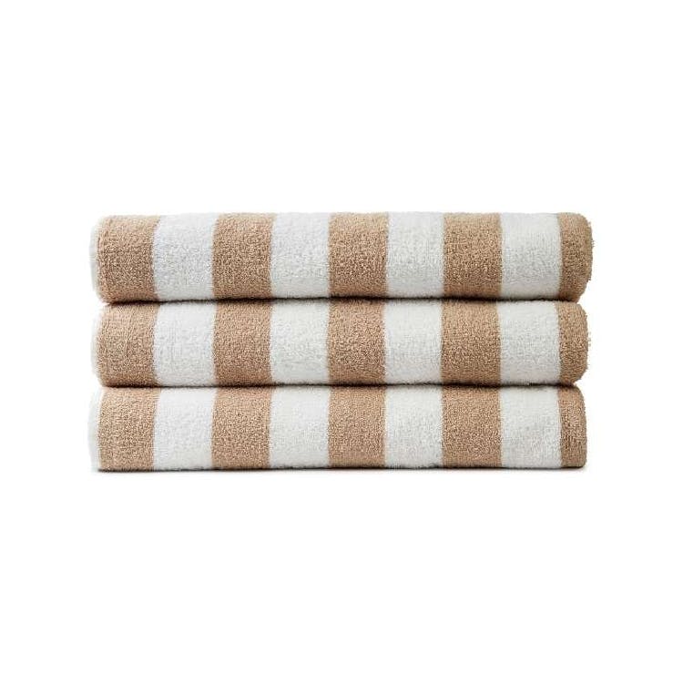 Jewel Cabana Stripe Pool Towels - 30" x 66" Beige 1