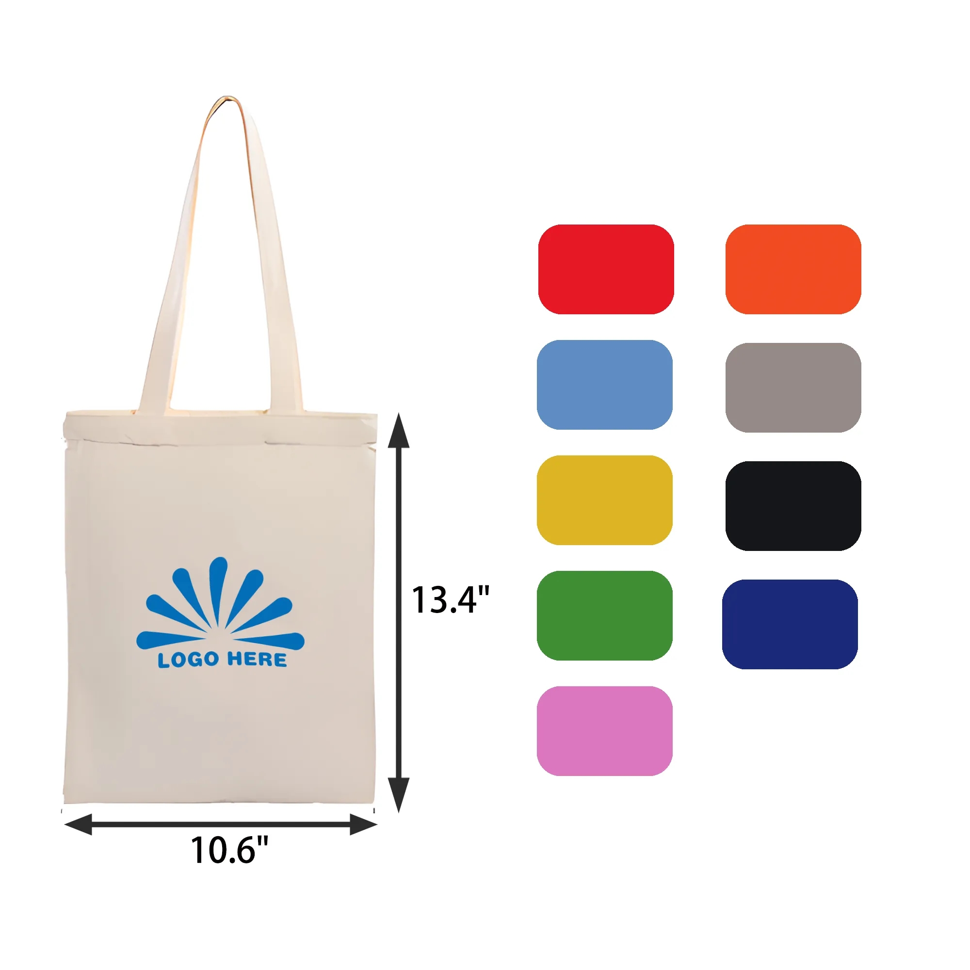 MOQ 50 PCS Solid color Canvas Tote Bag, custom tote bag with logo imprint 2