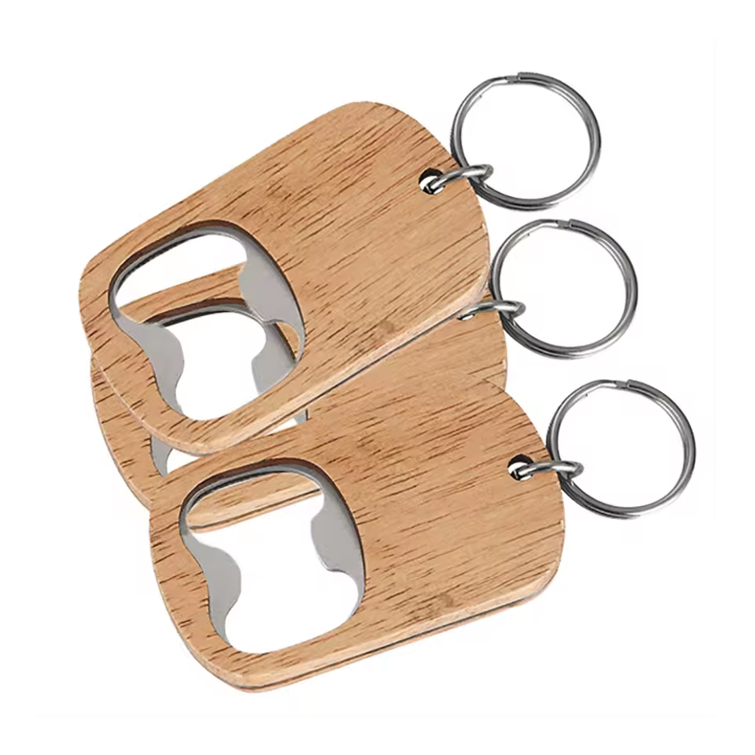 2-in-1 Wooden Bottle Opener Keychain 1