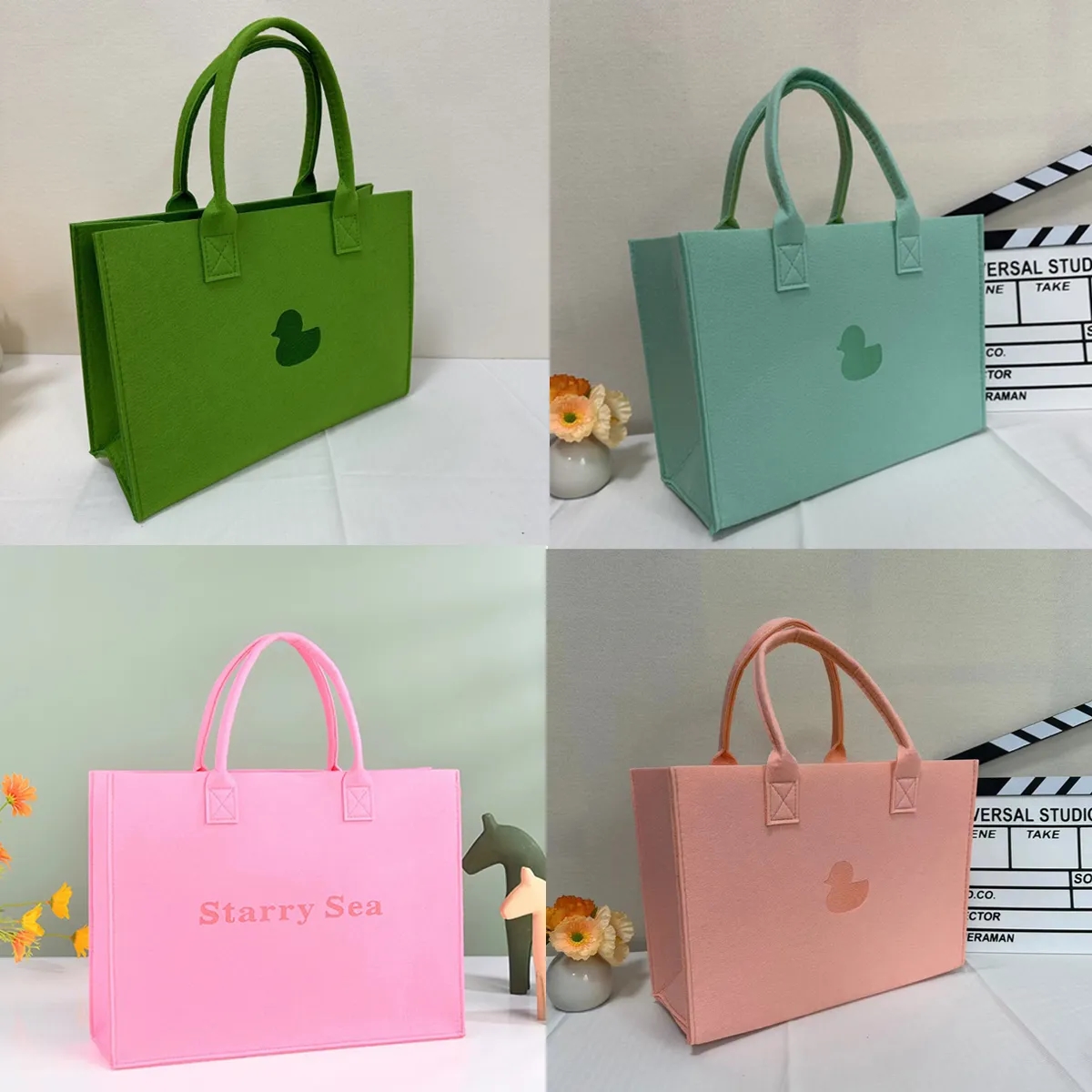 Custom Reusable Durable Large Felt Tote Shopping Bag 3