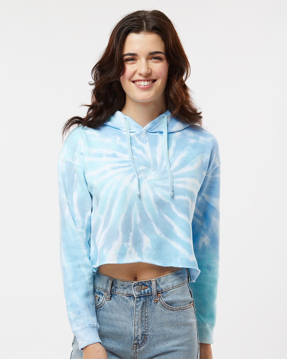 Women's Tie-Dyed Crop Hooded Sweatshirt - 8333 1