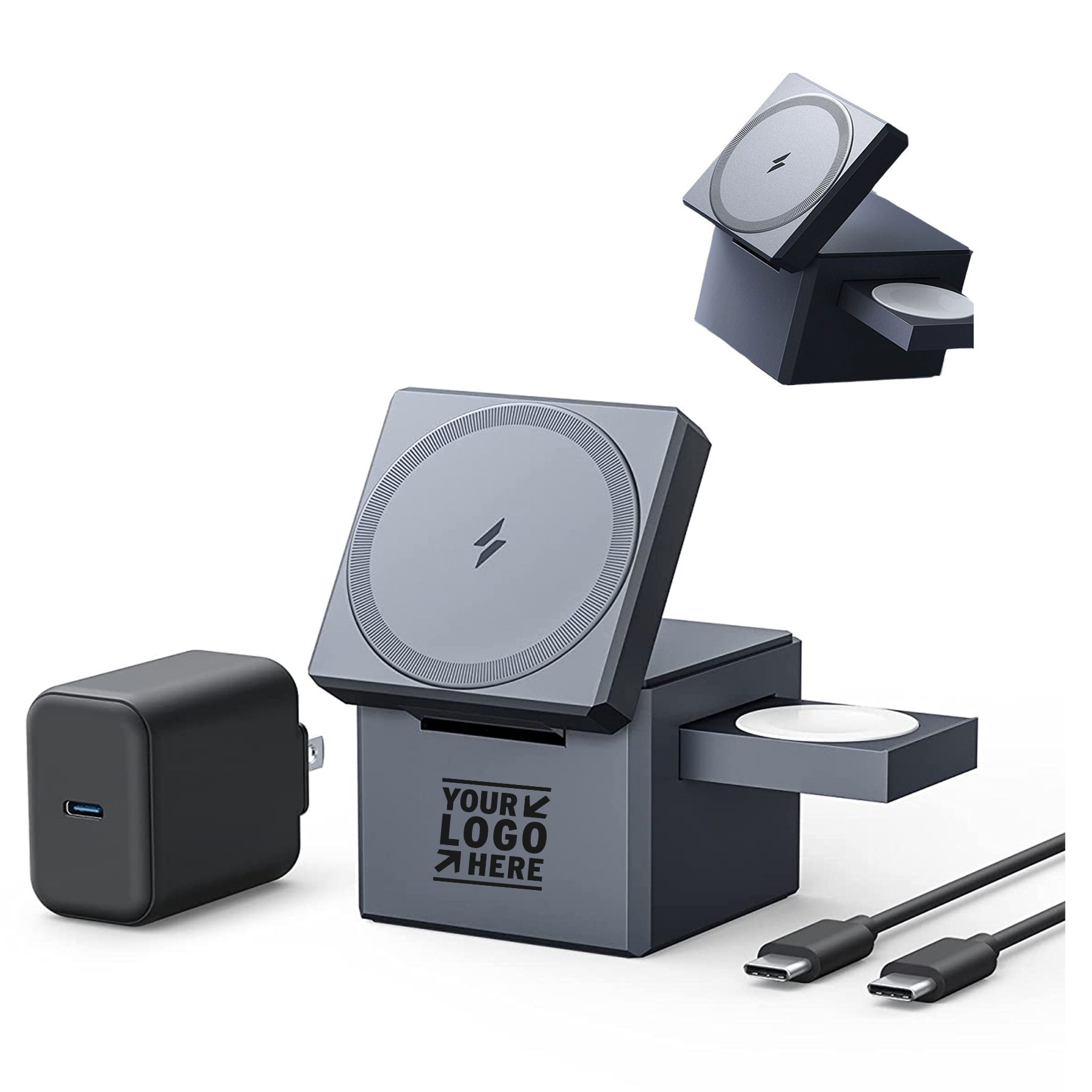 15W 3-in-1 Cube Max Fast Charging Foldable MagSafe Wireless Charger 2