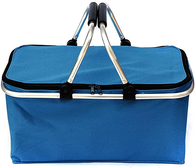 Topline Insulated Foldable Collapsible Picnic Basket w/ Aluminium Carrying Handle 6