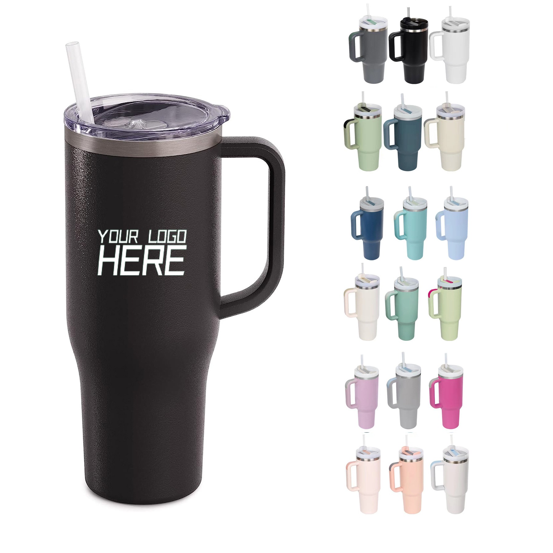 40oz Insulated Travel Mug Tumbler with Handle 1