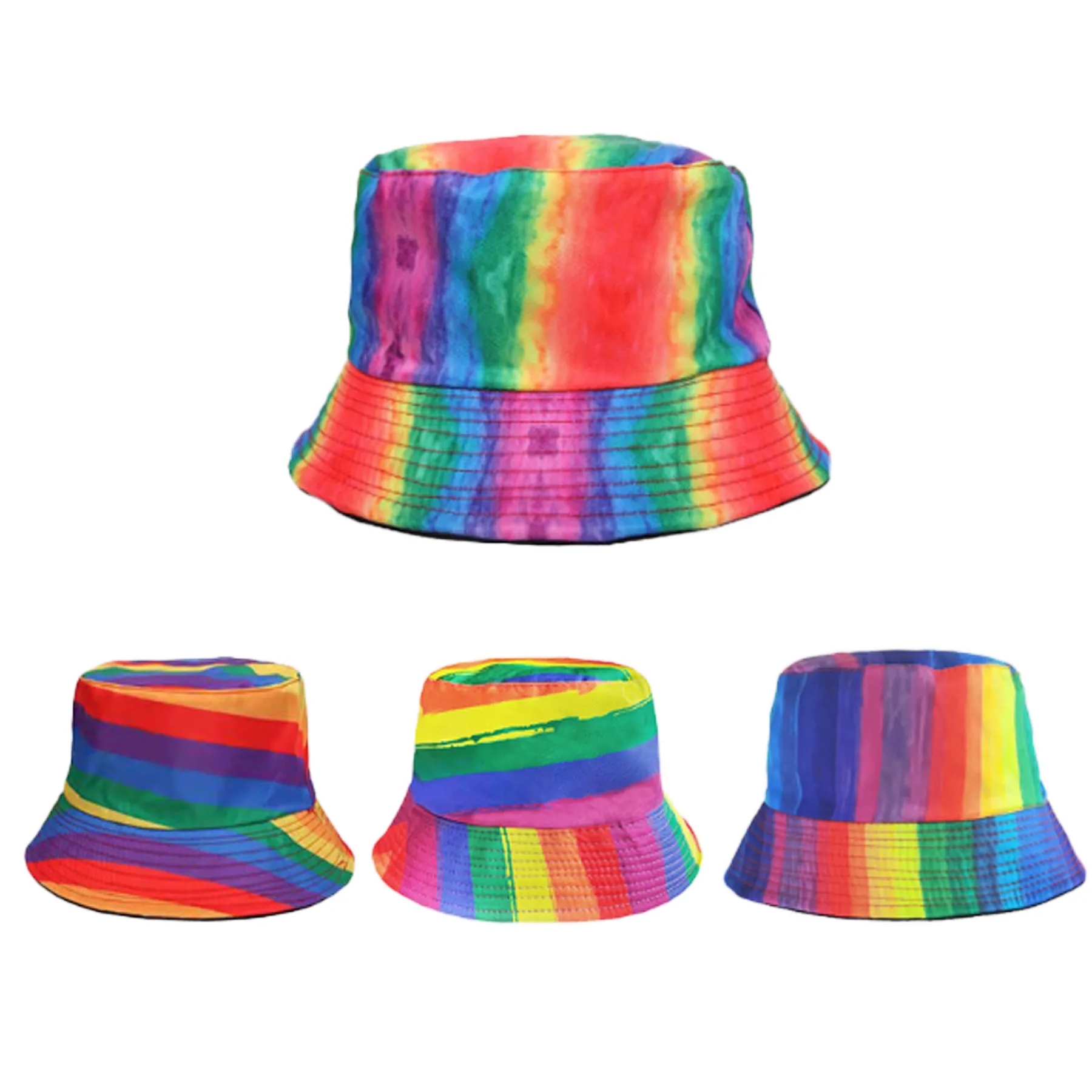 Stylish Tie-Dye Colorblocked Striped Fisherman's Hat 4