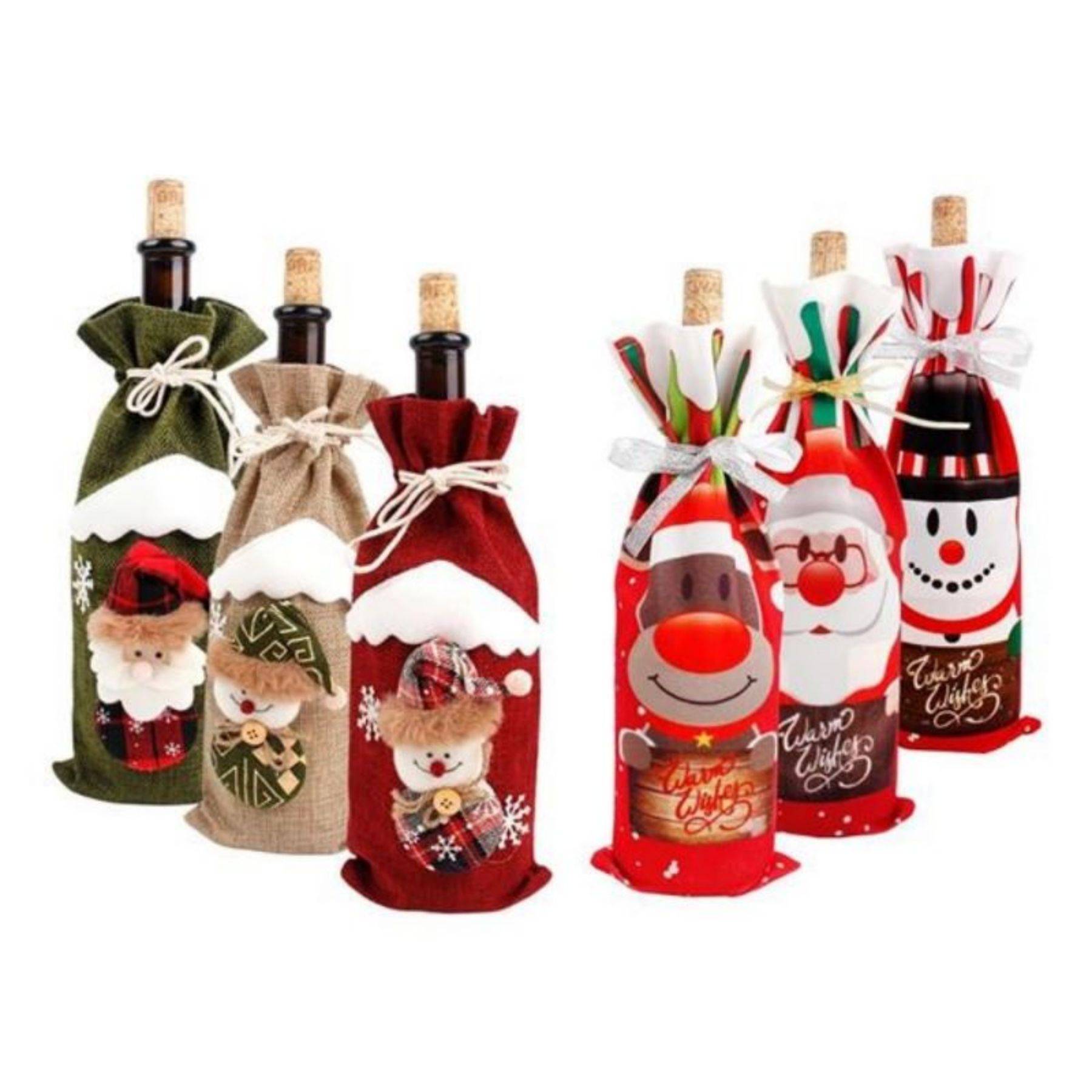 Christmas Santa Claus Wine Bottle Covers Drawstring Bags 4