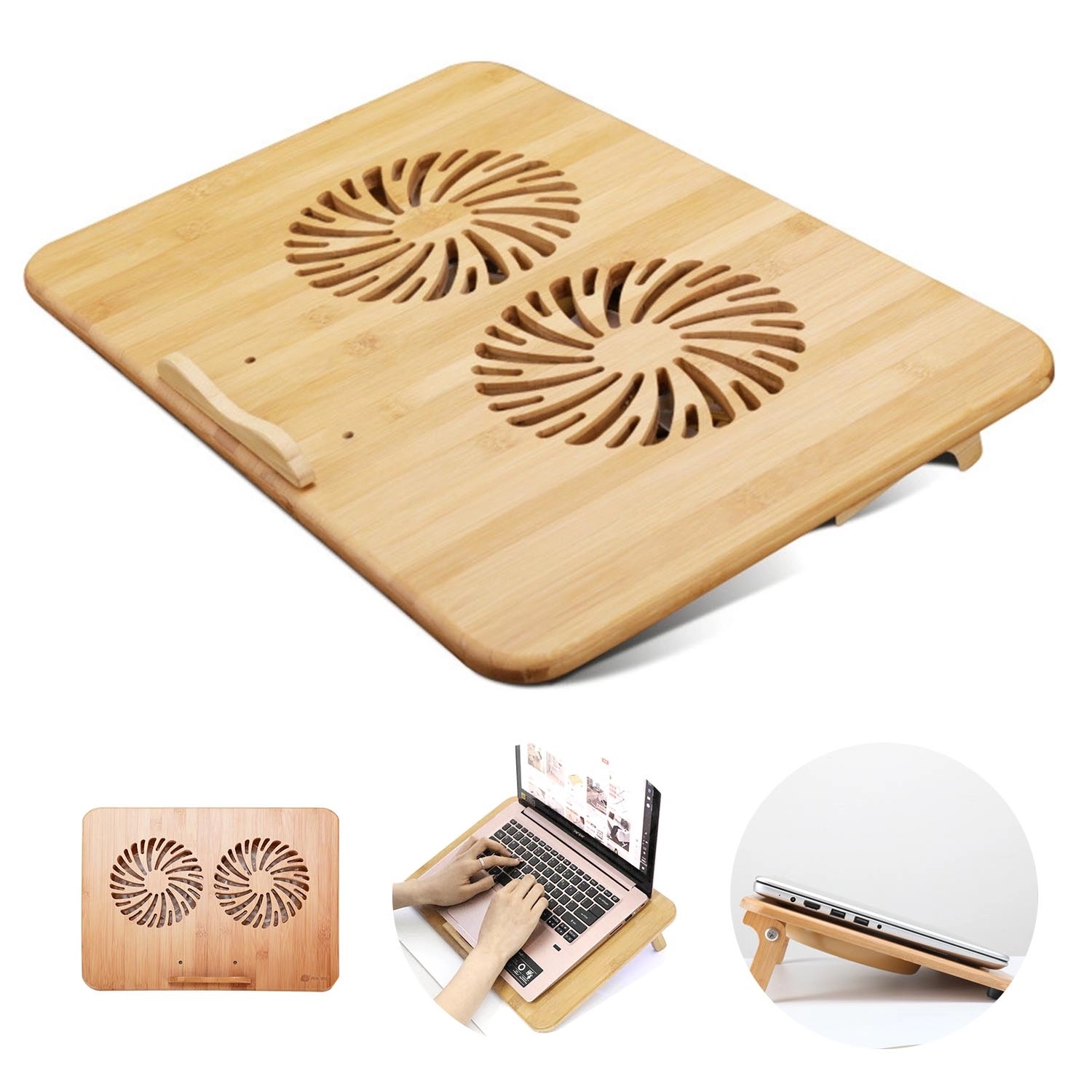 15.6" Bamboo Laptop Cooling Stand 2