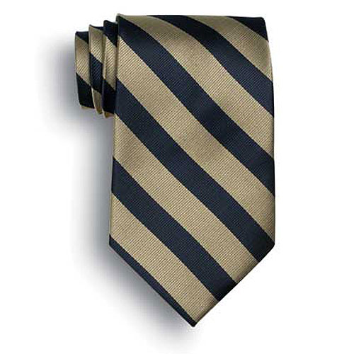 School Stripes Tie - Navy/Khaki Beige 2