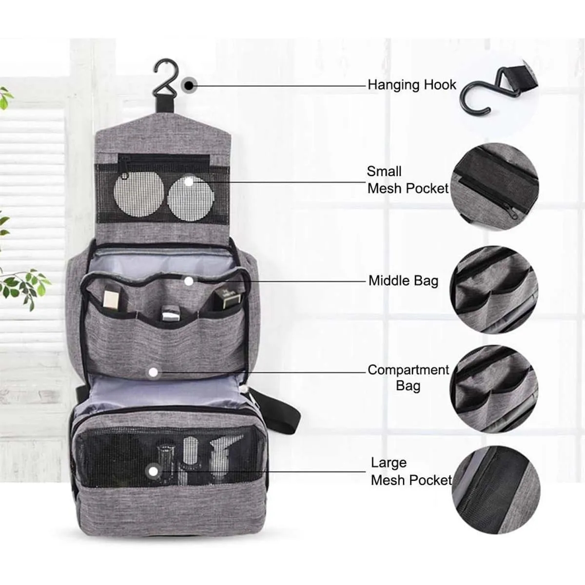 Unisex Portable Durable Foldable Hanging Travel Toiletry Bag 4