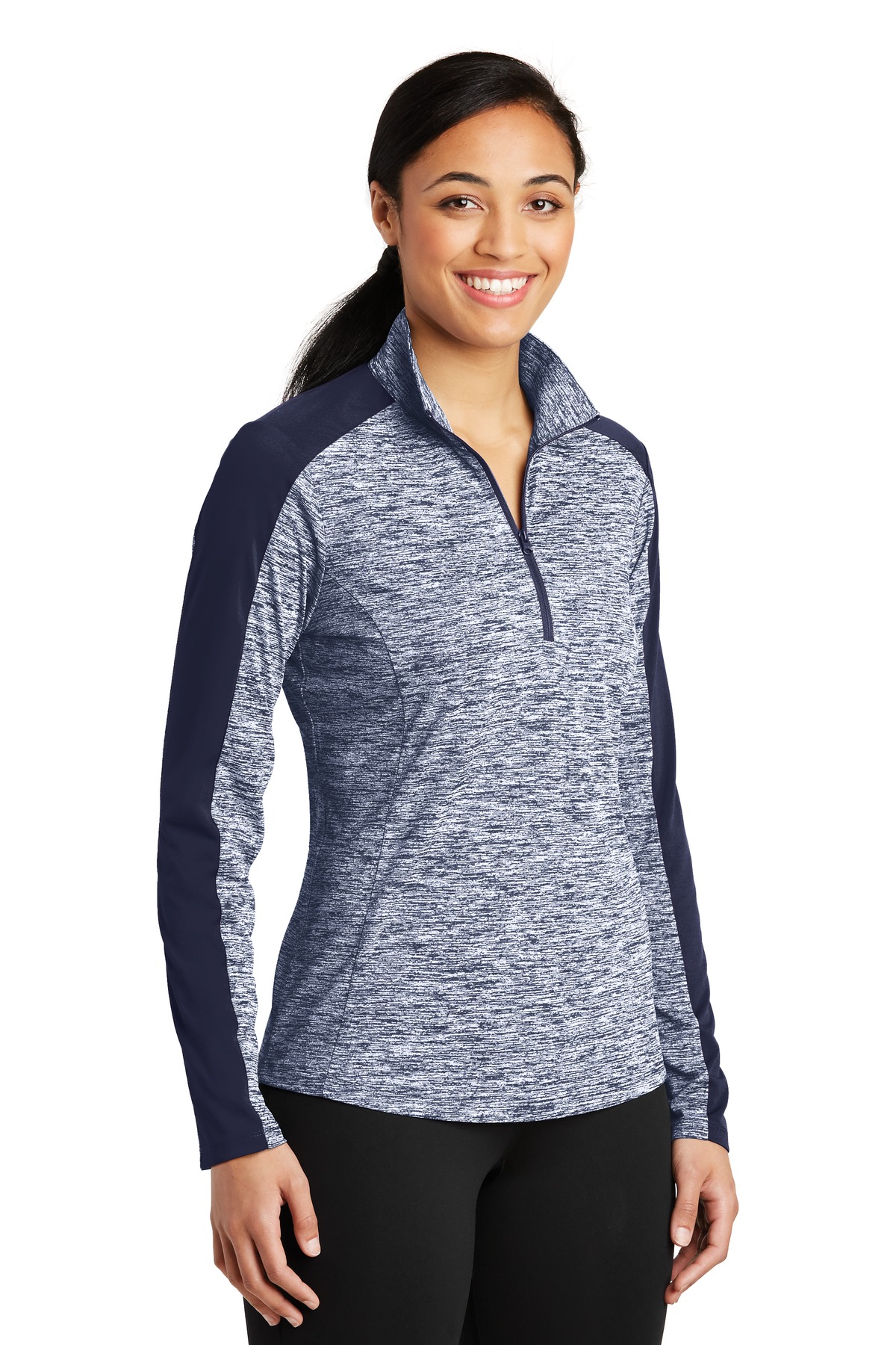Sport-Tek Women's PosiCharge Electric Heather Colorblock 1/4-Zip Pullover. LST397 20