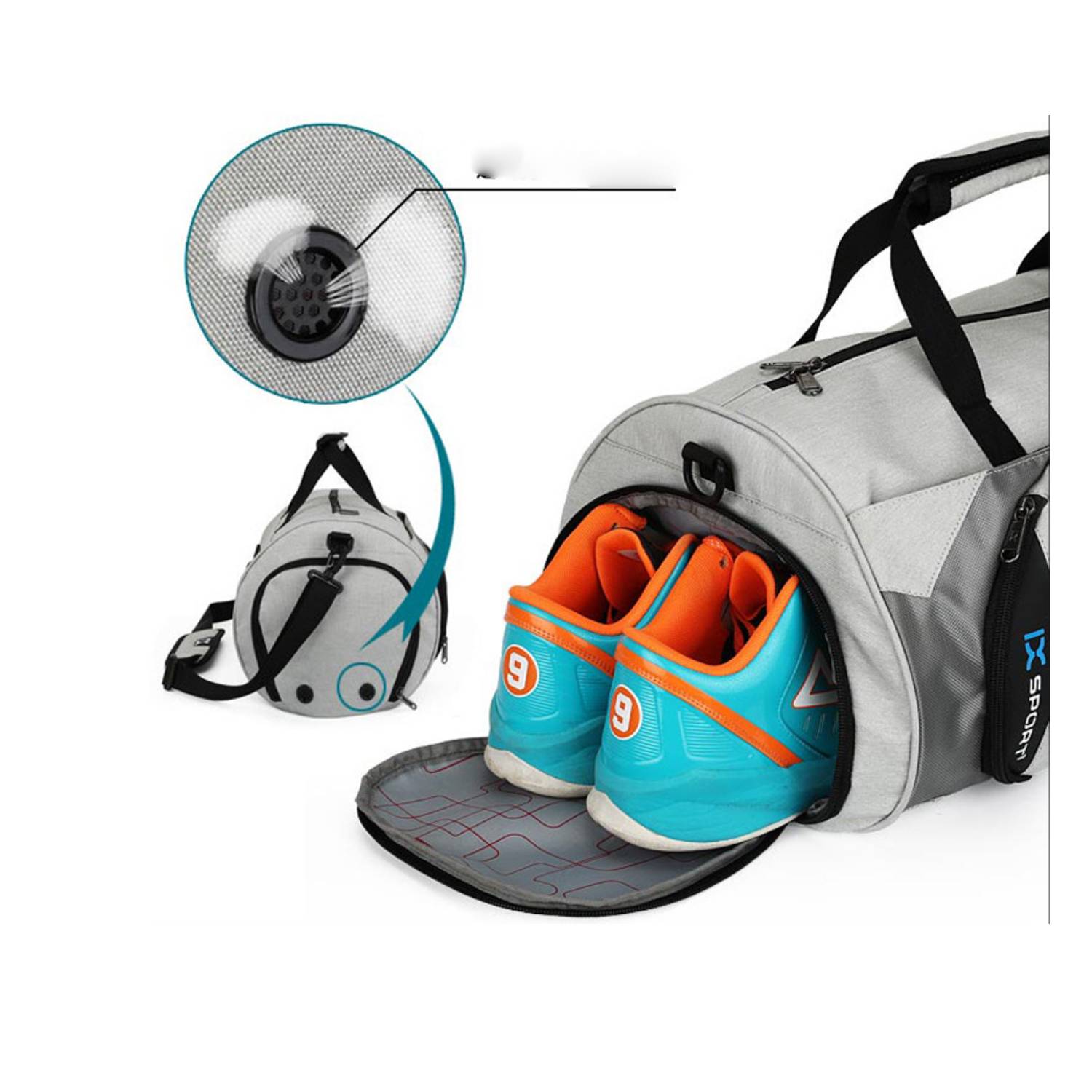 Large Capacity Cylindrical Polyester Sports Duffel Bag 6