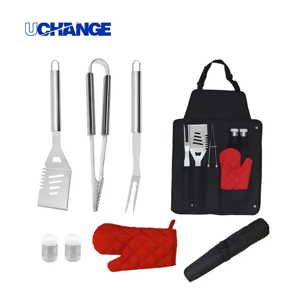 Custom 6-Piece BBQ Grill Tool Apron Set 3