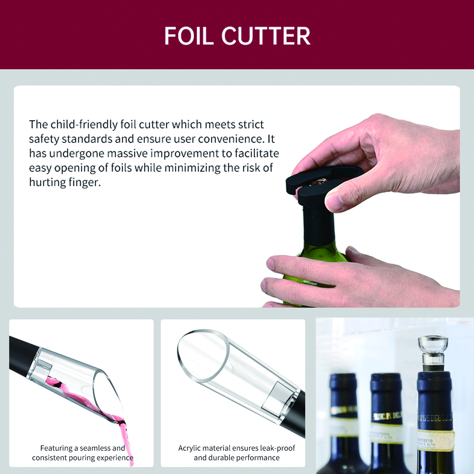 WineVault Electric Wine Opener Set with Pourer, Stopper & Storage Base 3