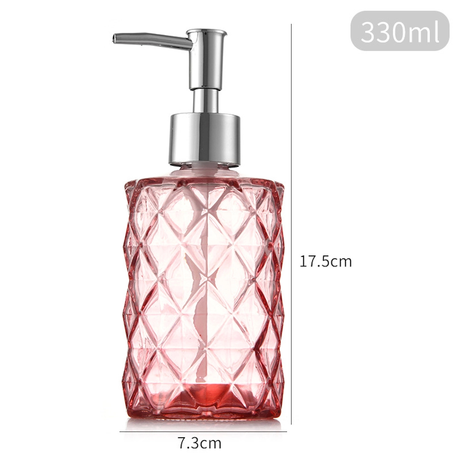 11 Oz Stylish Glass Soap Dispenser With Geometric Pattern 5
