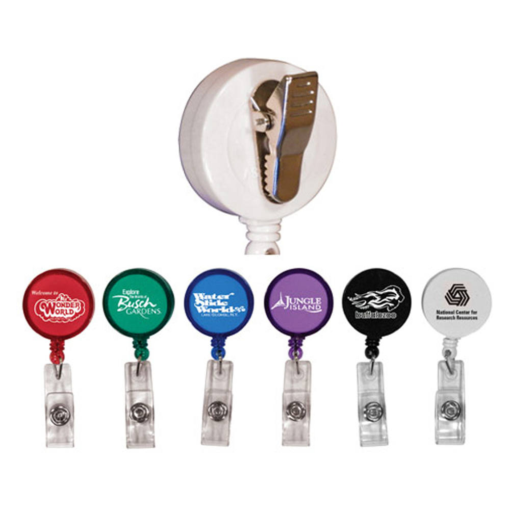 Round Retractable Badge Holder w/ Alligator Clip 2