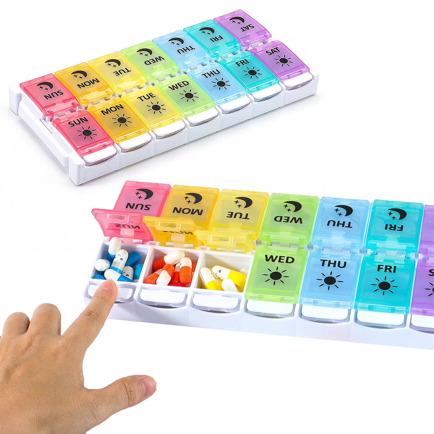 Double Row Pill Storage Box With Push Button Pop-Up Design 5