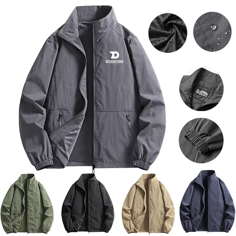 Stand-up Collar Outdoor Loose Mountaineering Sports Waterproof Windbreaker Men's Jackets 3