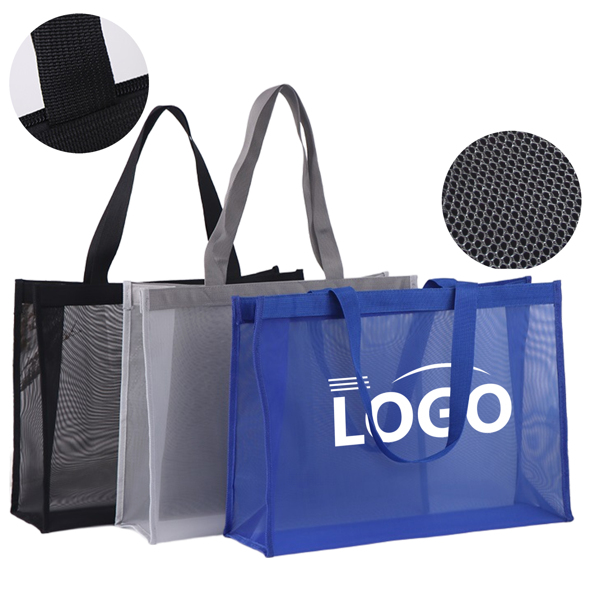 MOQ 50 Large Capacity Nylon Mesh Tote Bag 1