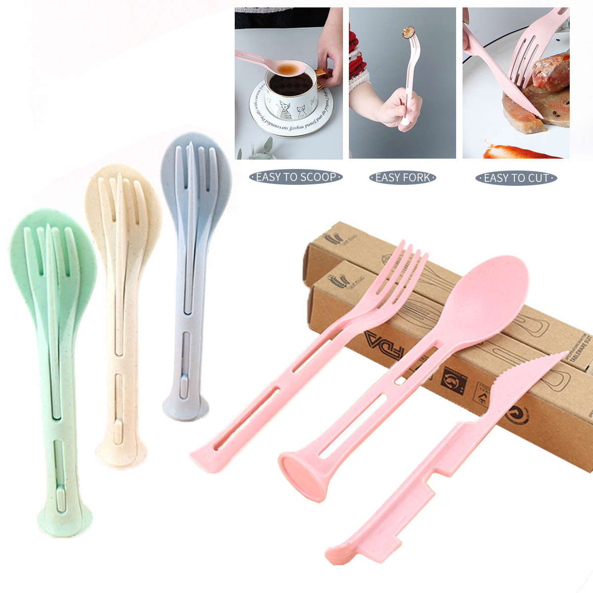 3-in-1 Wheat Straw Cutlery Set 1
