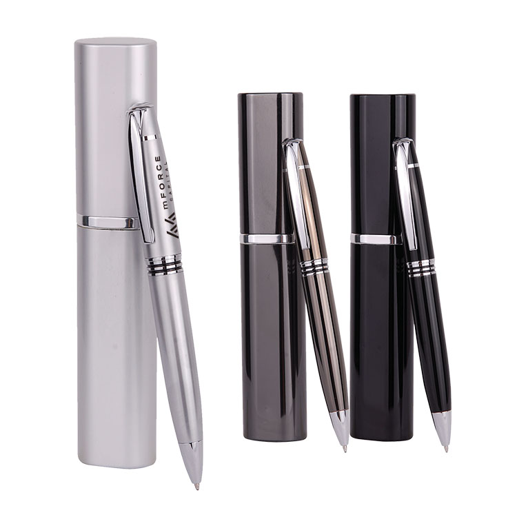Twist Metal Ballpoint Pen w/Matching Case Set 5
