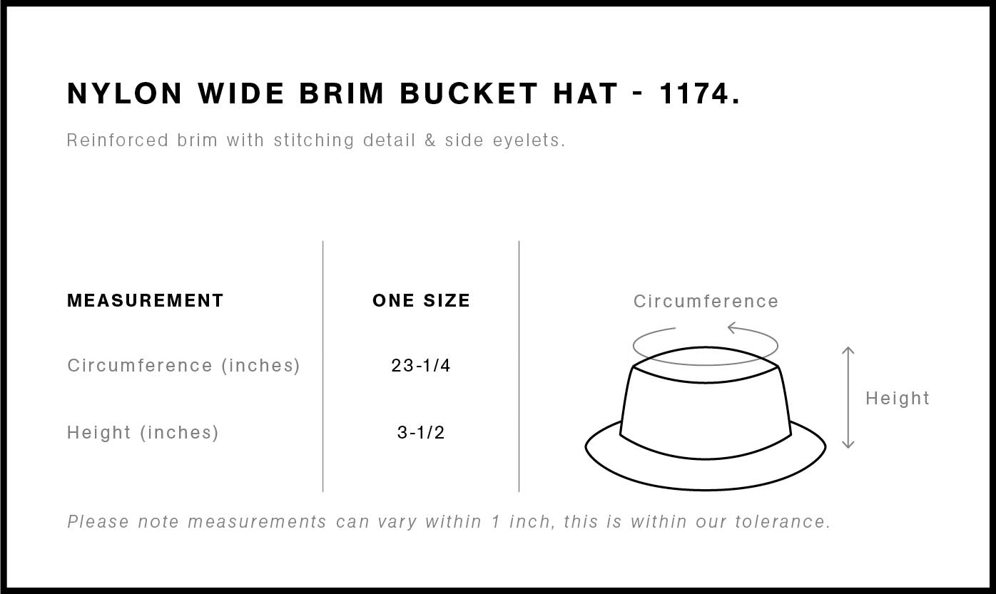 Nylon Wide Brim Bucket Hat | 1174 16